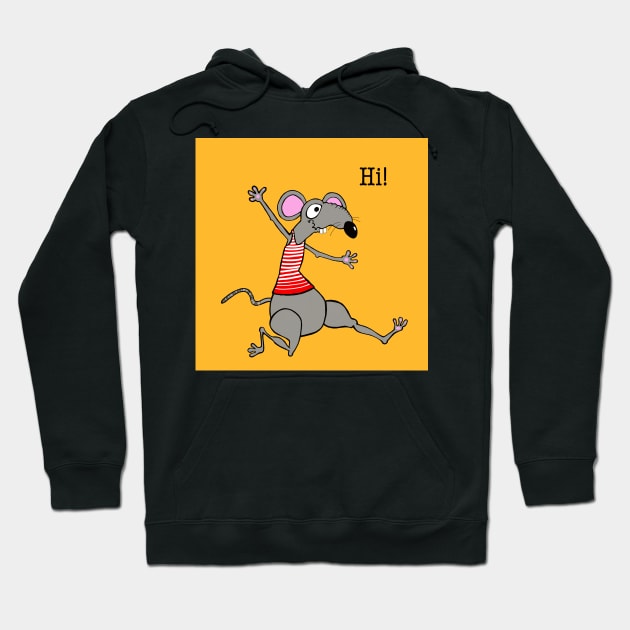 Hi! Happy rat running to meet his friend. Hoodie by marina63